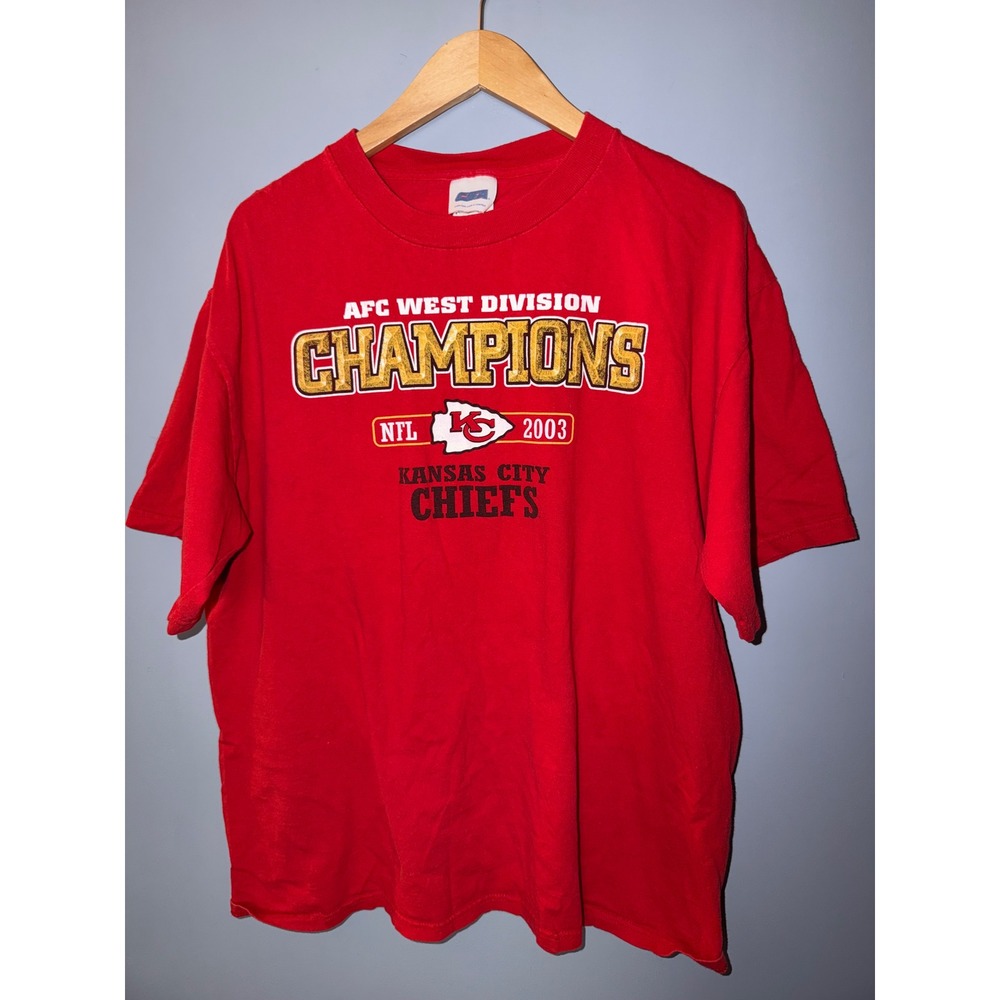 Vintage 2003 Kansas City Chiefs AFC West Champions Red T-Shirt CSA NFL Mens XL